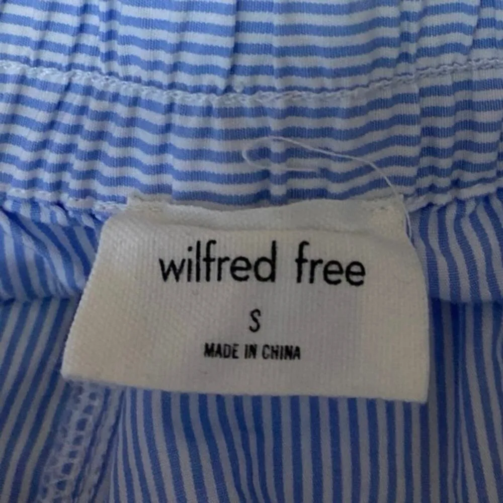 Aritzia Wilfred Blue White Striped Elastic Waist Casual Lounge Sweat Shorts Sz S - Image 4