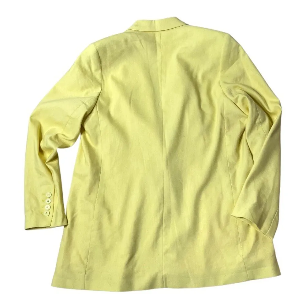 EXPRESS Yellow Blazer Suit Jacket Oversized Boyfriend Double Breasted Size Large - Image 5