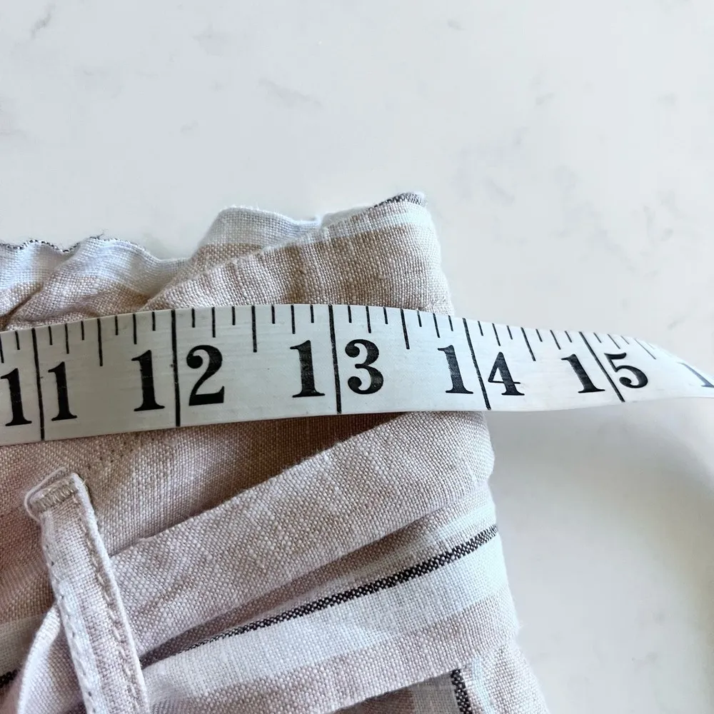 Rachel Zoe 100% linen striped  belted button up midi skirt size Small - Image 7