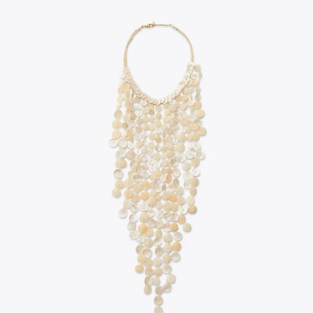 Zara Faux Mother of Pearl Pearlescent Bib Choker Necklace Tik Tok Waterfall - Image 2