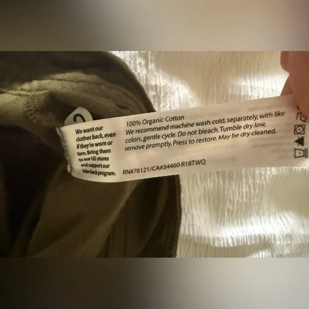 Eileen Fisher Cropped Organic Cotton Twill Pants Olive Green Size 6 Petite - Image 10