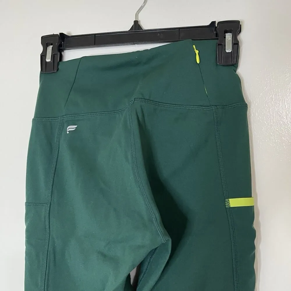 Fabletics trinity green scuba ankle zip high waist side pocket leggings small - Image 4
