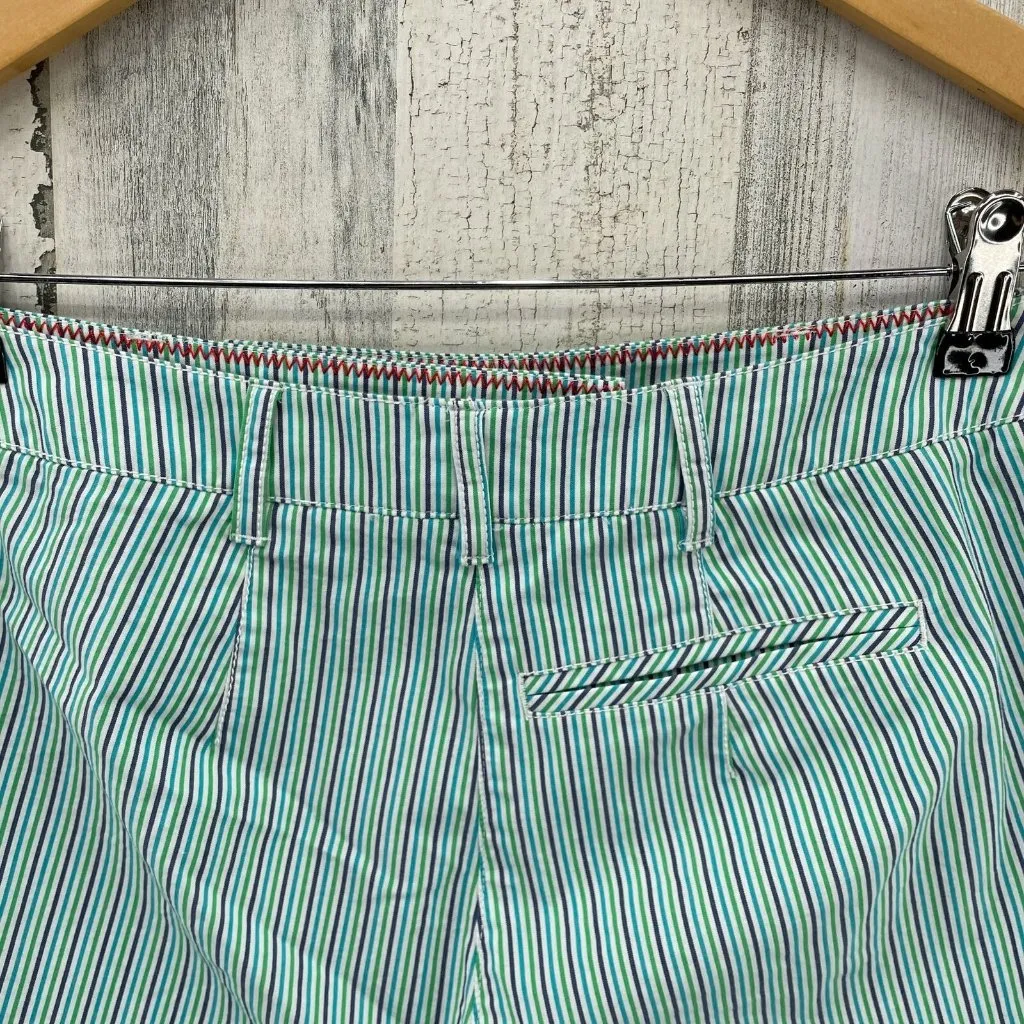 Cutter & Buck‎ Golf Shorts Womens 2 Green Purple Blue White Stripe Cotton Blend - Image 5