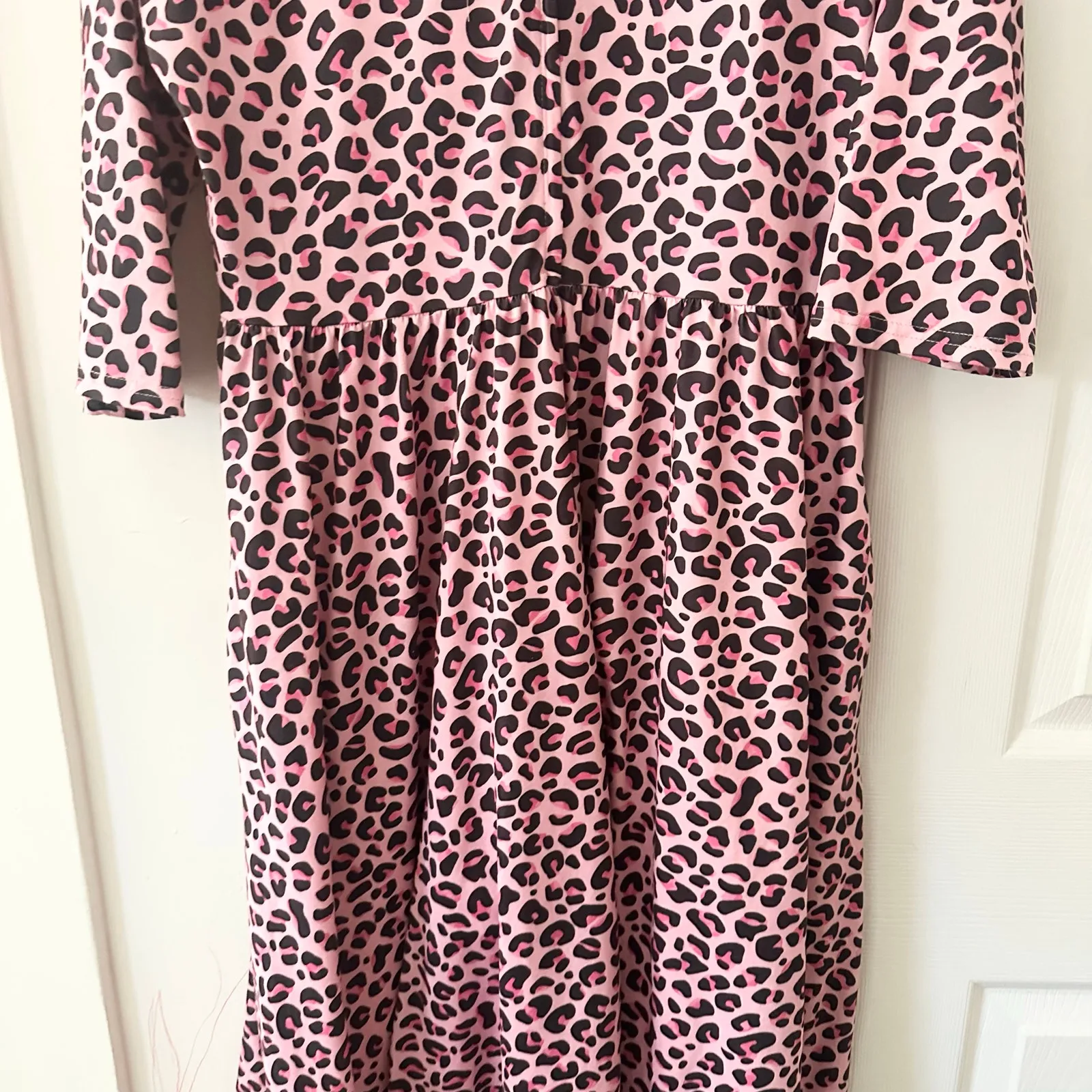 Dolly and Dotty Unique Vintage Billie Pink Leopard Print Midi Flared Dress 10 - Image 10