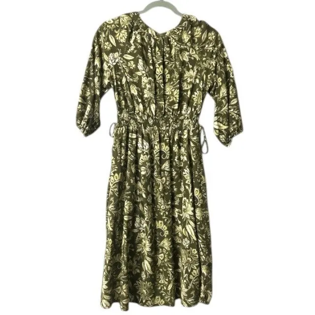 Harlow & Rose Women's Floral Print Midi Dress Green Beige Small‎ - Image 11