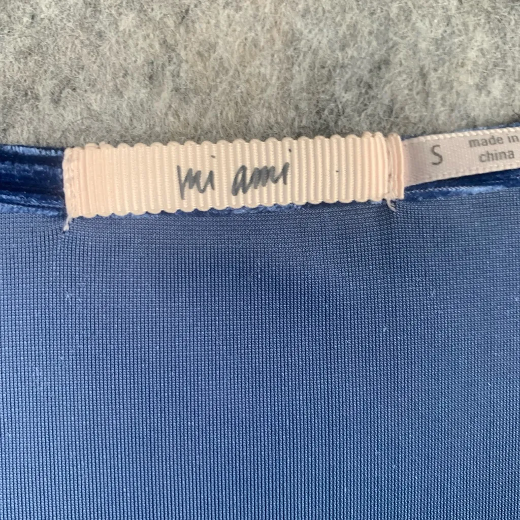 Francesca's‎ Mi Ami Dress Sz S Dark Blue Velvety Mini Wrap Dress Long Sleeve - Image 6