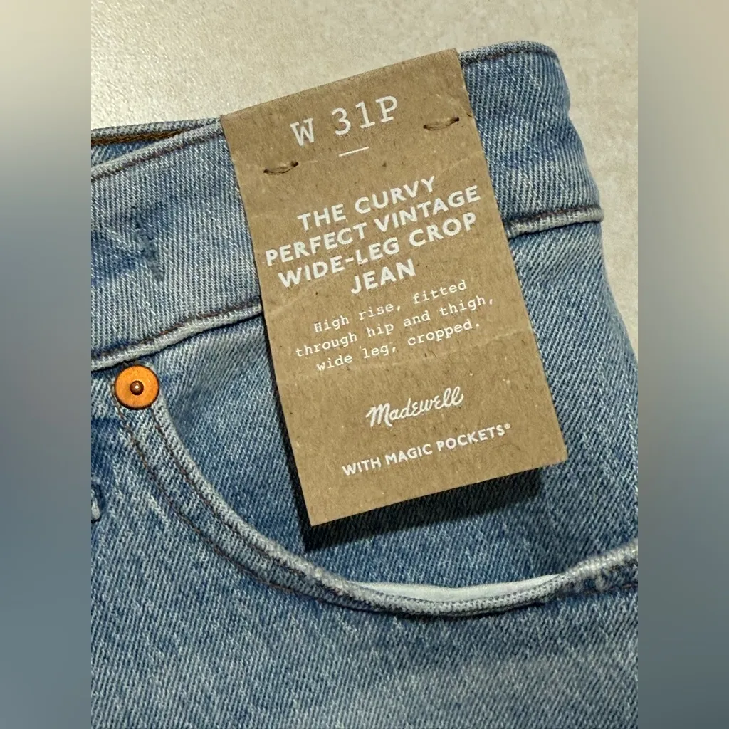 Madewell Women's The Curvy Perfect Vintave Wide-Leg Crop Jeans Light Wash 31P - Image 5