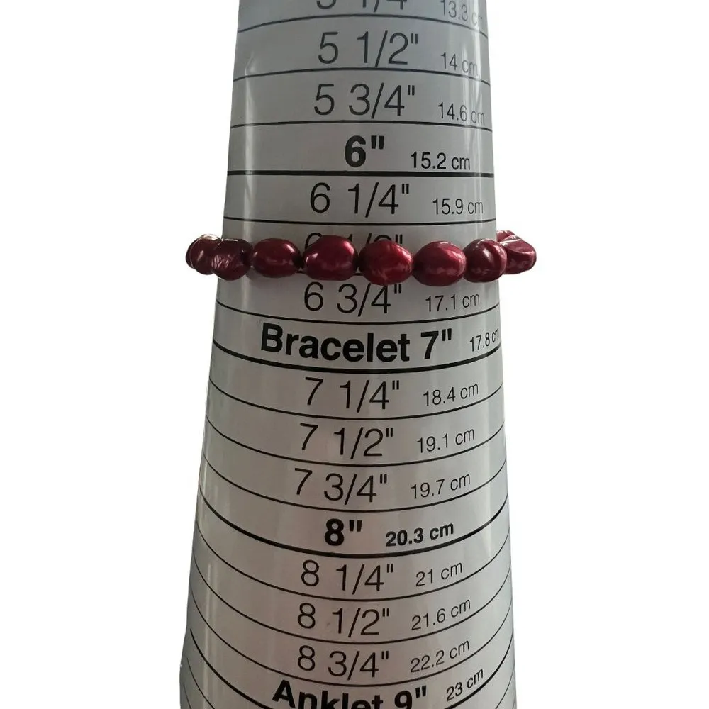 Lot of 5 Dyed Genuine Pearl Stretch Bracelets Potato Pearls Sitting at 6.5" - Image 4