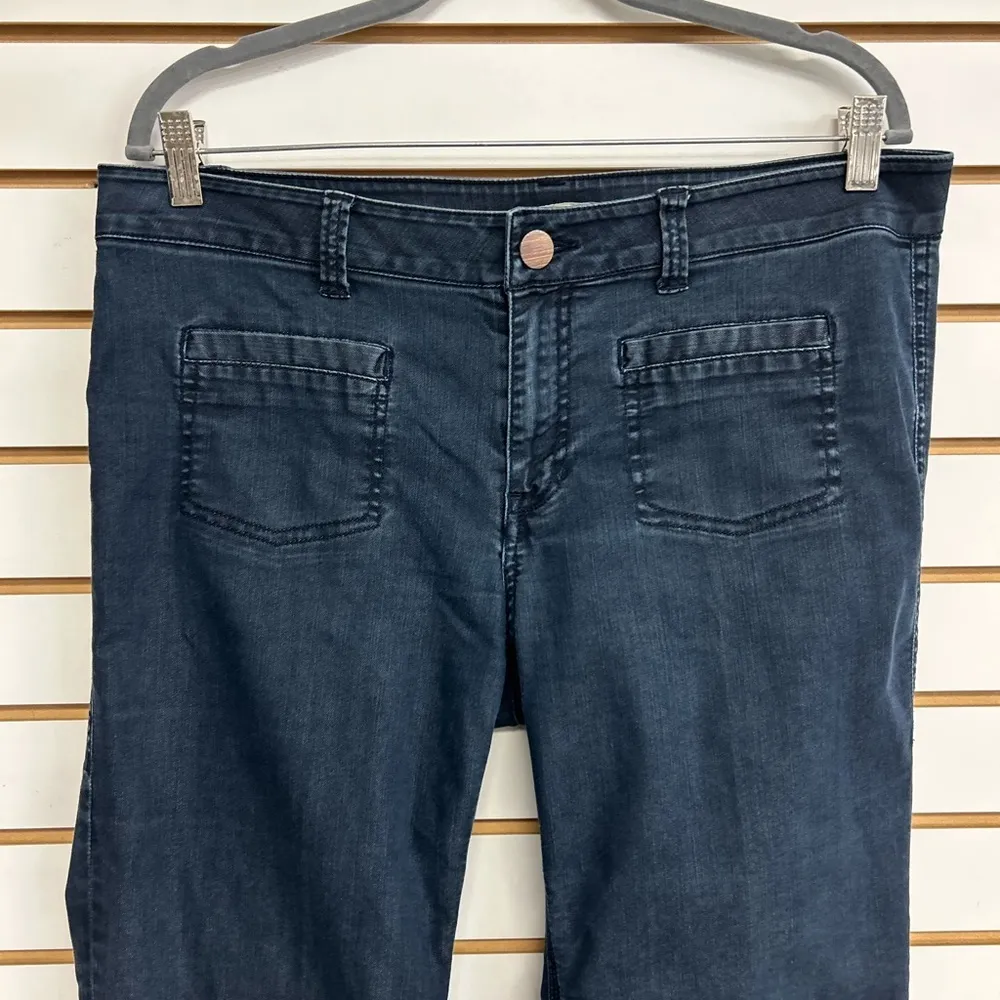 CAbi Style #146L Mid Rise Dark Denim Farrah Jeans Flare Wide Leg Size 12 - Image 3