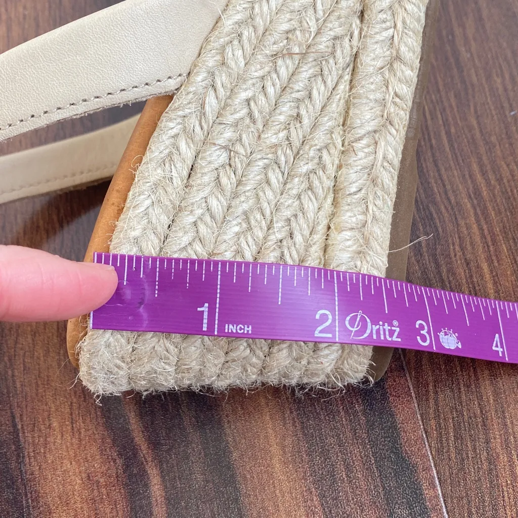 Spanish Sandal Company Latte Espadrille Wedge Jute Leather Sling Back Sz 37 Tan - Image 7