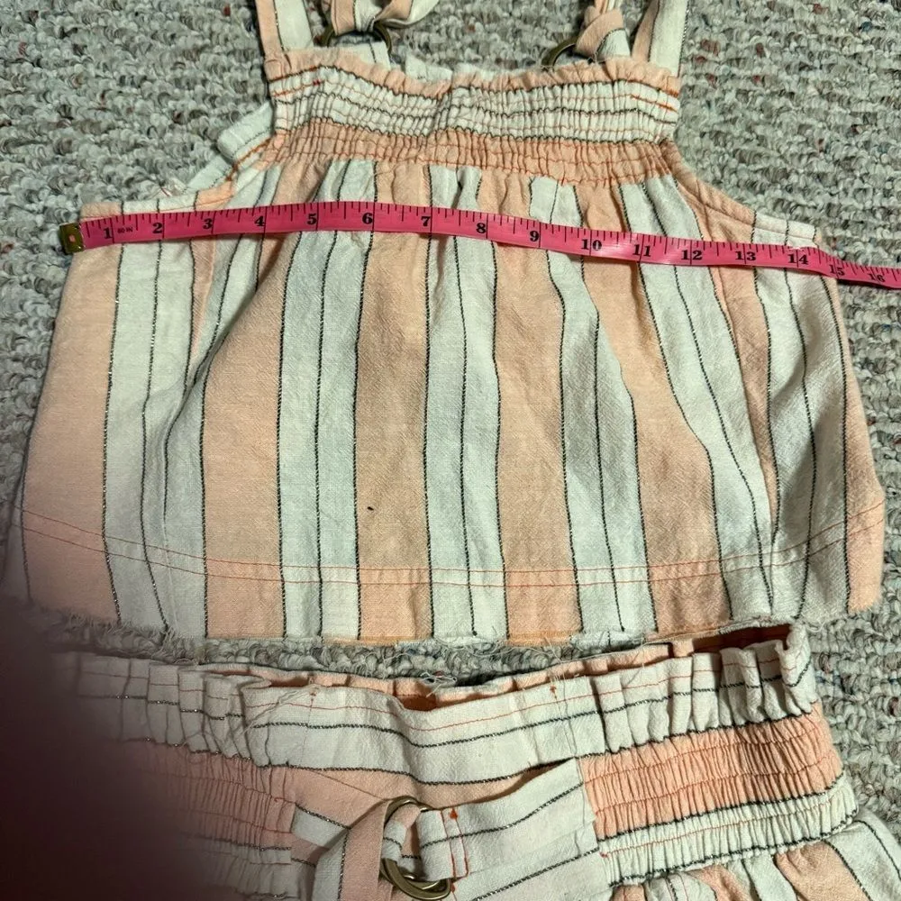 Free People Girl Like Me Striped Orange Linen Co-Ord Matching Set Shorts Size XS - Image 15