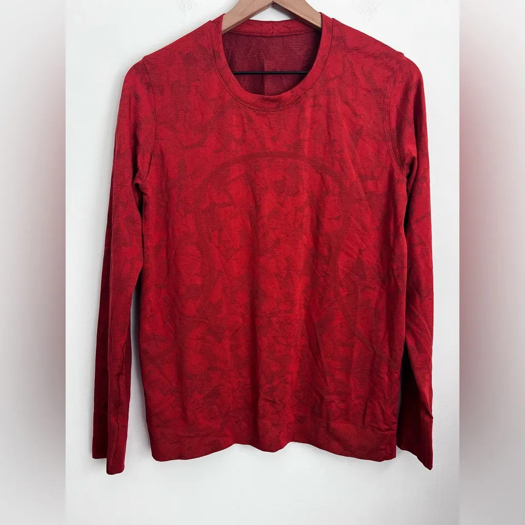 Lululemon Swiftly Relaxed Long Sleeve Shirt Mosaic Multiply Cayenne Red Merlot 8 - Image 3