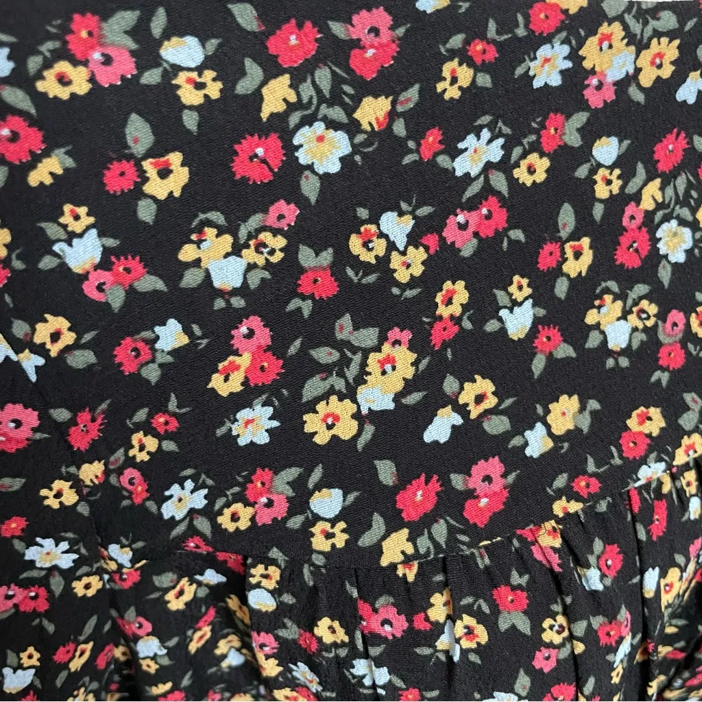 The Nines by Hatch Dress Floral Long Sleeve Maternity Black Mustard Yellow Red Size L - Image 5