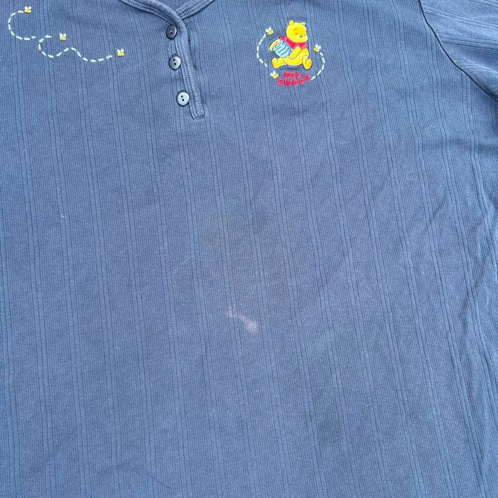 Disney Winnie the Pooh Blue Henley Shirt w/ Embroidered Graphic - Image 7