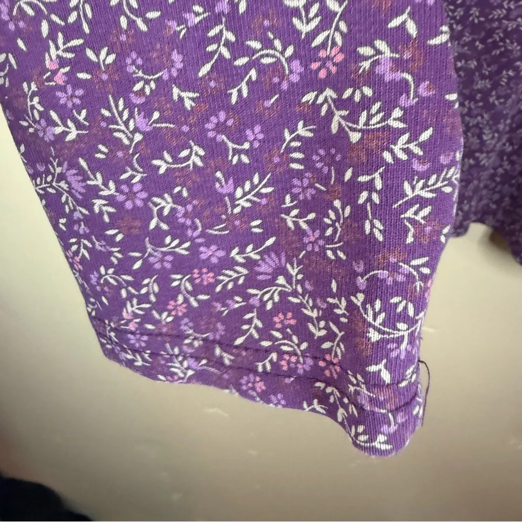 L.L.Bean Calico Floral Knit Purple Size Large Womens Outdoor Career‎ Wear - Image 3
