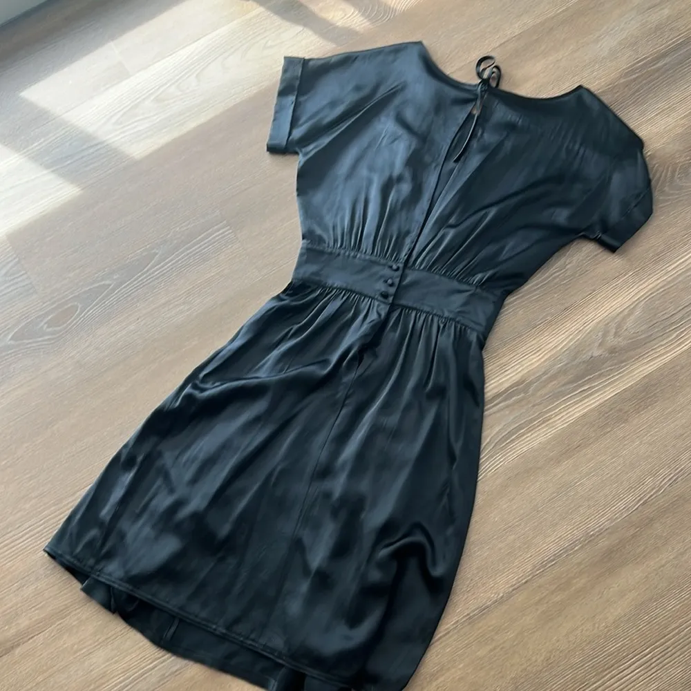 Black miu miu silk ruffle mini dress - Image 11