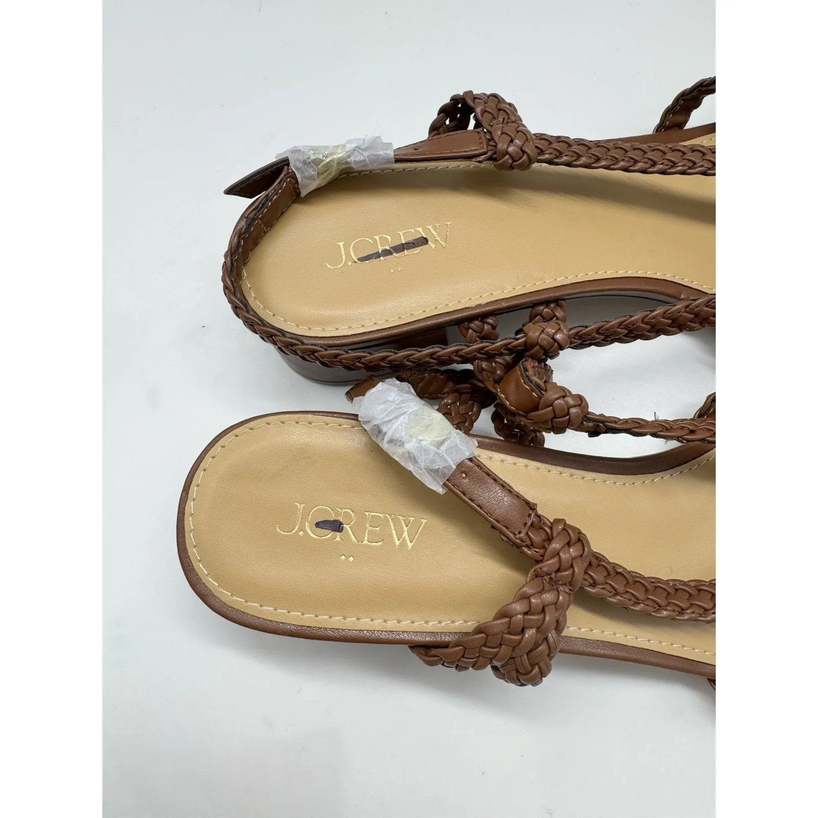 NWD J. Crew Braided Strappy Heels Size 12 Vegan Leather Chocolate Brown - Image 3