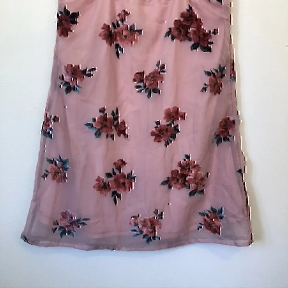 NEW NWT AMERICAN EAGLE AEO Pink Floral Velvet Cowl Neck Sleeveless Slip Dress XS - Image 11