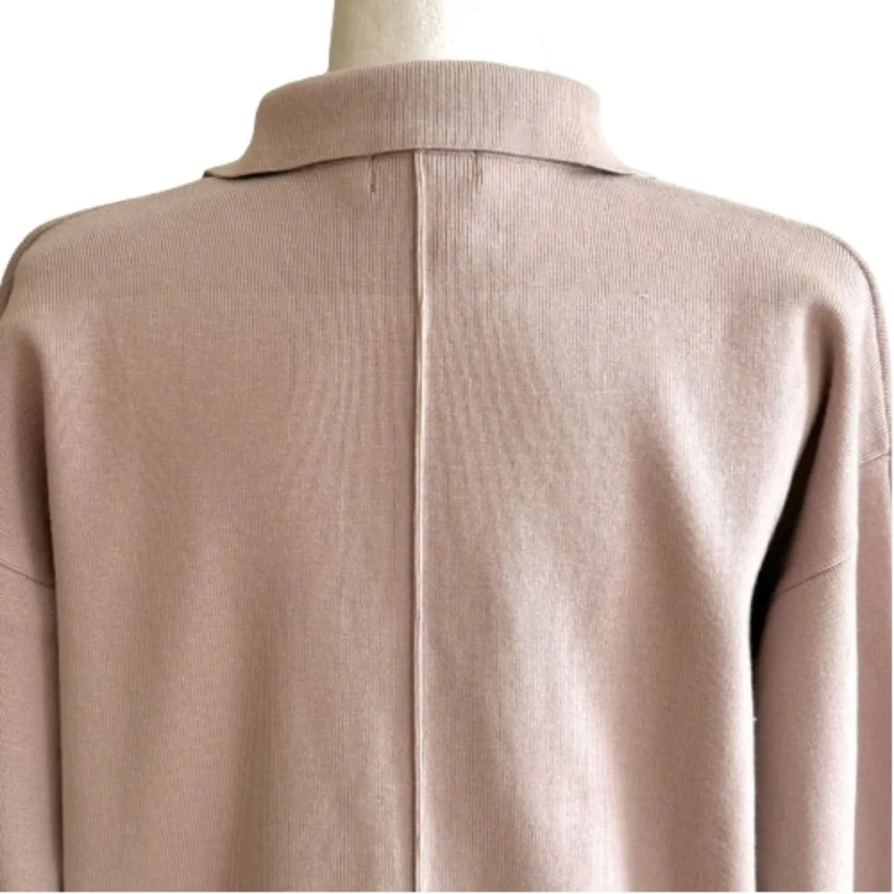 Suprelook Taupe Knit Button Front Long Sleeve Cardigan Sweater Shacket Small NEW - Image 7