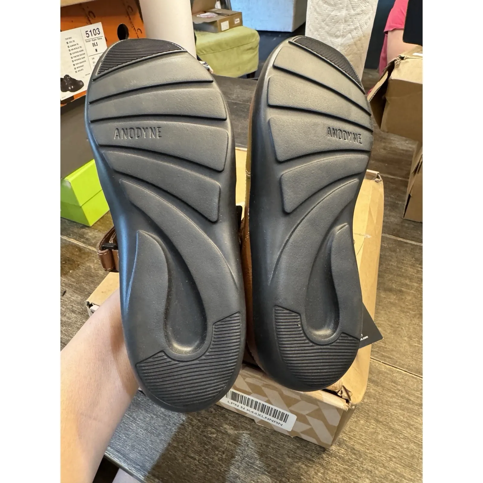 NEW $150 ANODYNE NO. 19 MARY‎ JANE COGNAC BROWN LEATHER VELCOR SHOES SZ 8.5 XW - Image 9