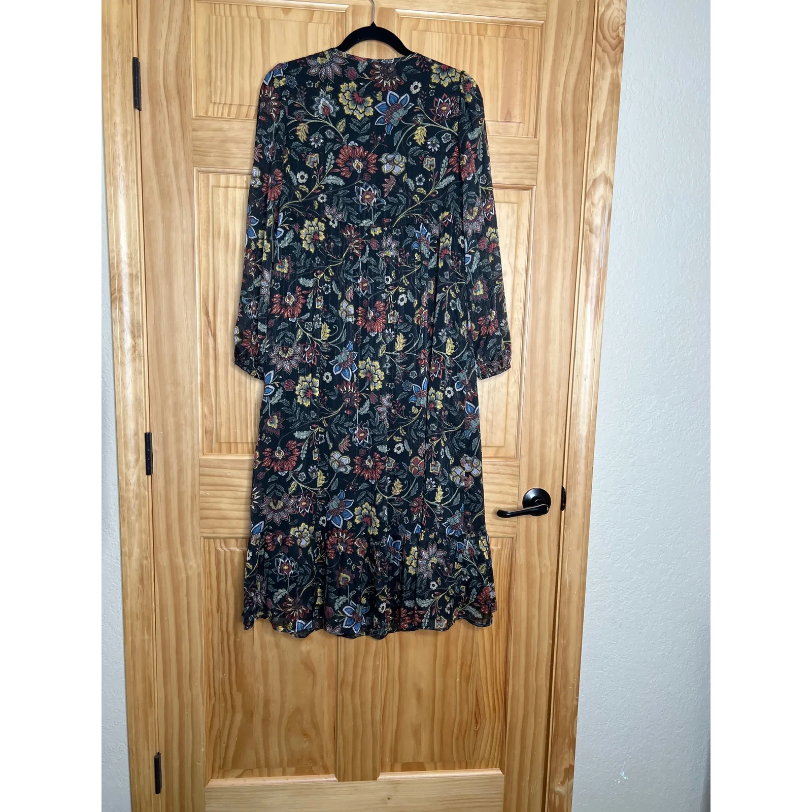 Frye NEW dress size S black floral maxi fully lined western cowgirl holidays - Image 4