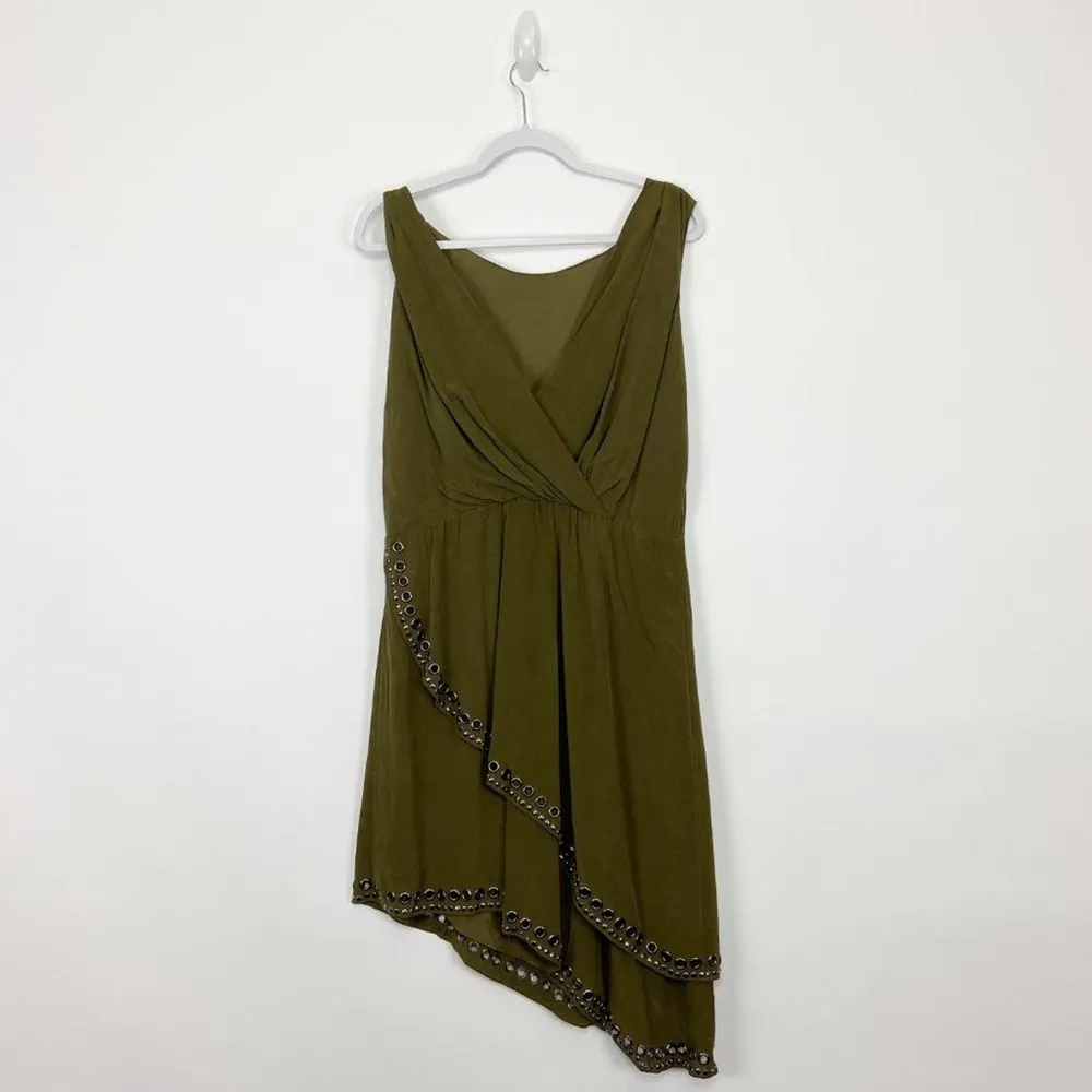 Haute Hippie Olive Studded Asymmetrical Silk Dress - Image 64