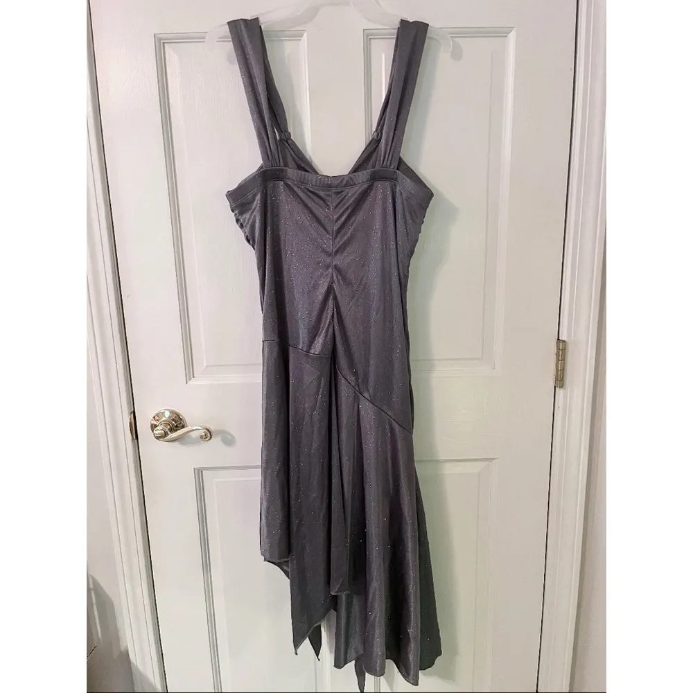 Vintage Y2K  Grey Sparkle Asymmetrical Evening Dress - Image 2