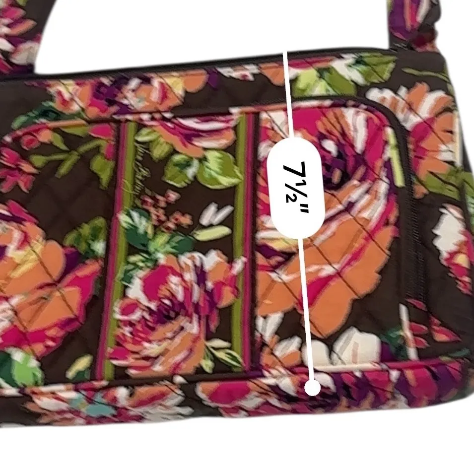 Vera Bradley Crossbody Bag Purse Brown/Pink/Orange English Rose - Image 7