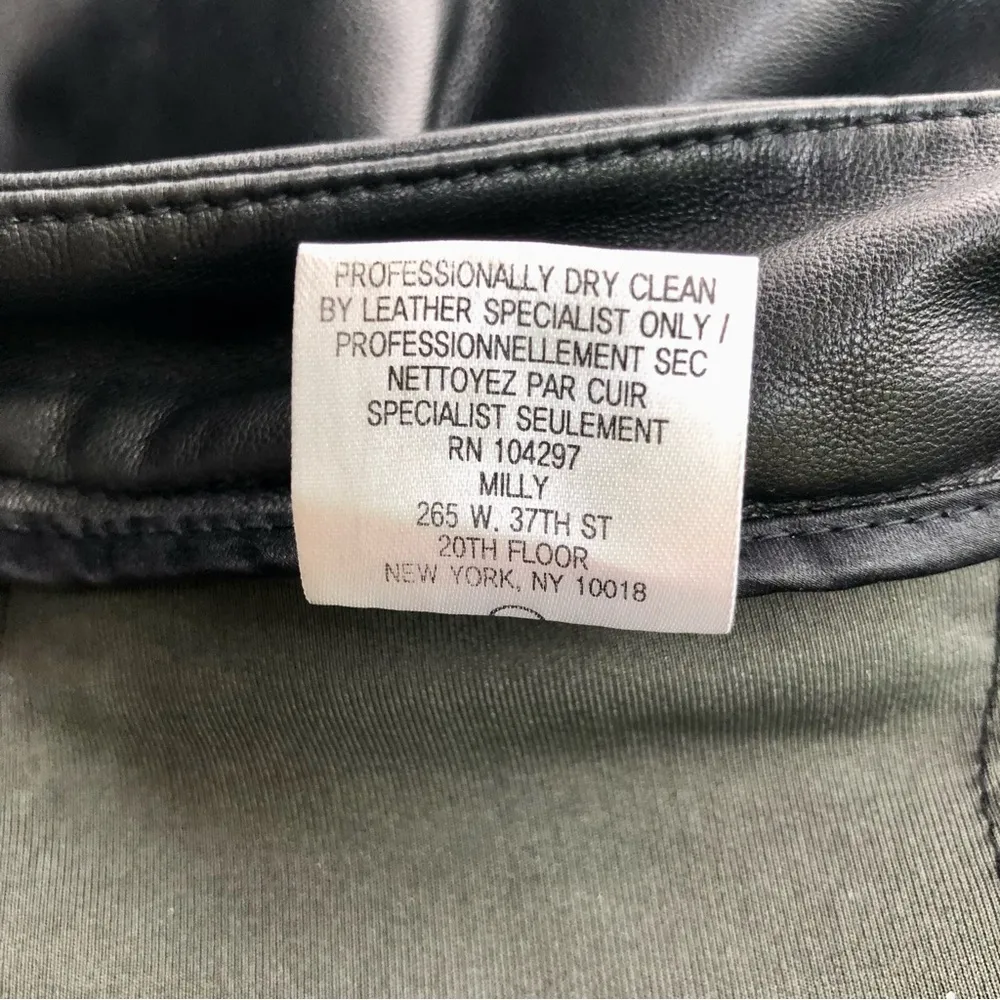 Milly NY Genuine Black Stretch Leather Pants 8 zippers at hem moto style - Image 13