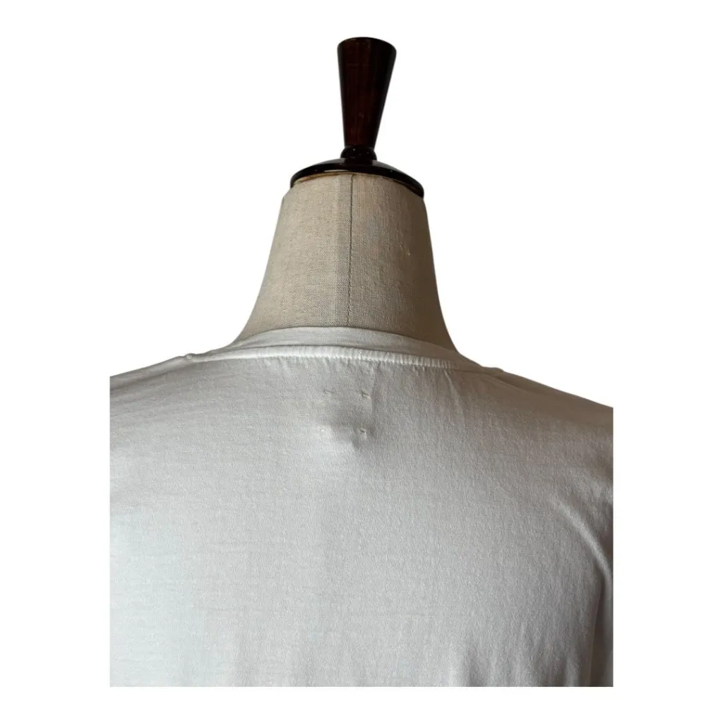 Rebecca Taylor La Vie Tee Women Medium White Cotton Crew Neck Cap Sleeve Top - Image 4