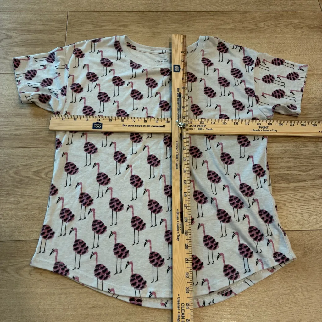 Anthropologie x Kendra Dandy Flamingo Printed Tee Cotton Blend Size XS - Image 4