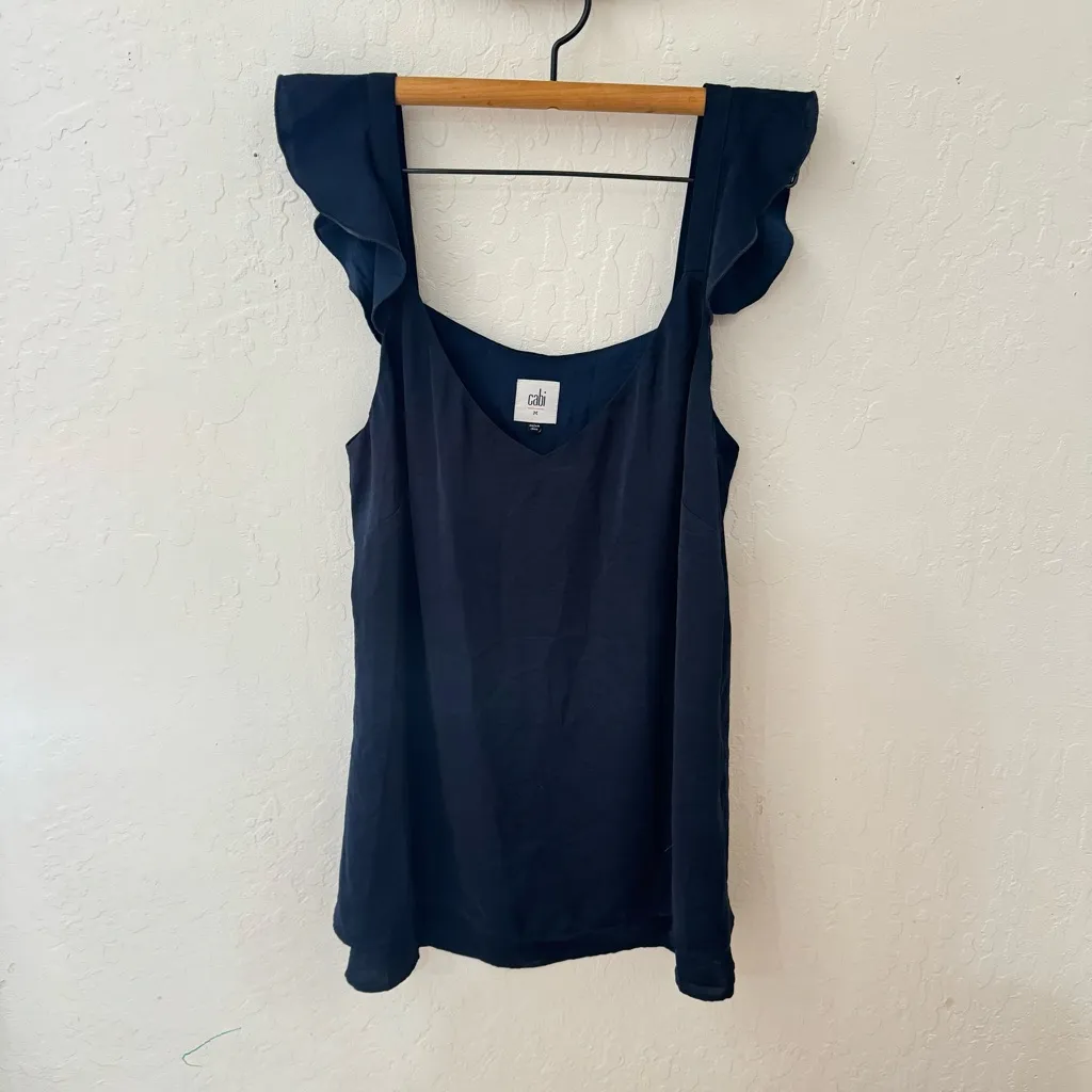 Cabi Handi Cami Tank Top Ruffle Sleeve Navy Blue Size medium - Image 3