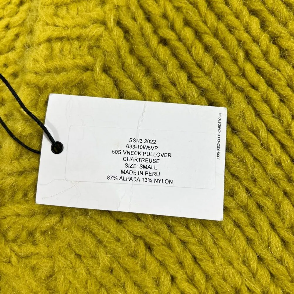 $450 NWT RE/DONE 50s VNECK PULLOVER IN CHARTREUSE SZ S - Image 4