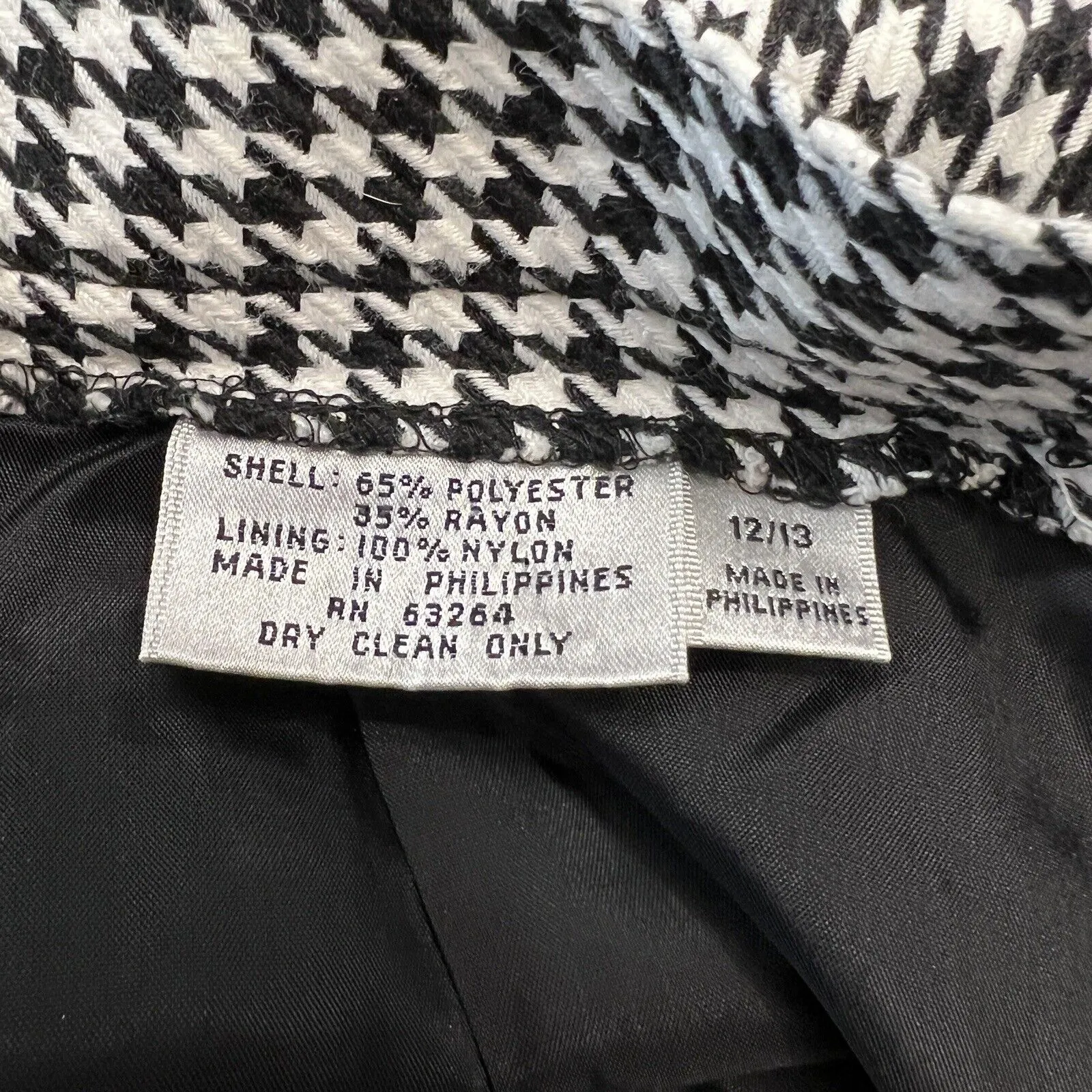 Vintage Dressbarn Black White Gingham Plaid‎ High Waisted Pencil Skirt Size 6 - Image 4