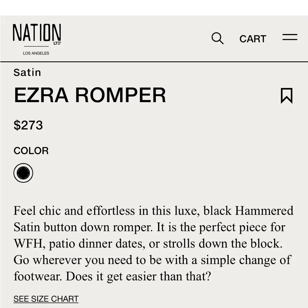 Ezra Romper from Nations Ltd. Black satin Super cute and great for summer! - Image 7