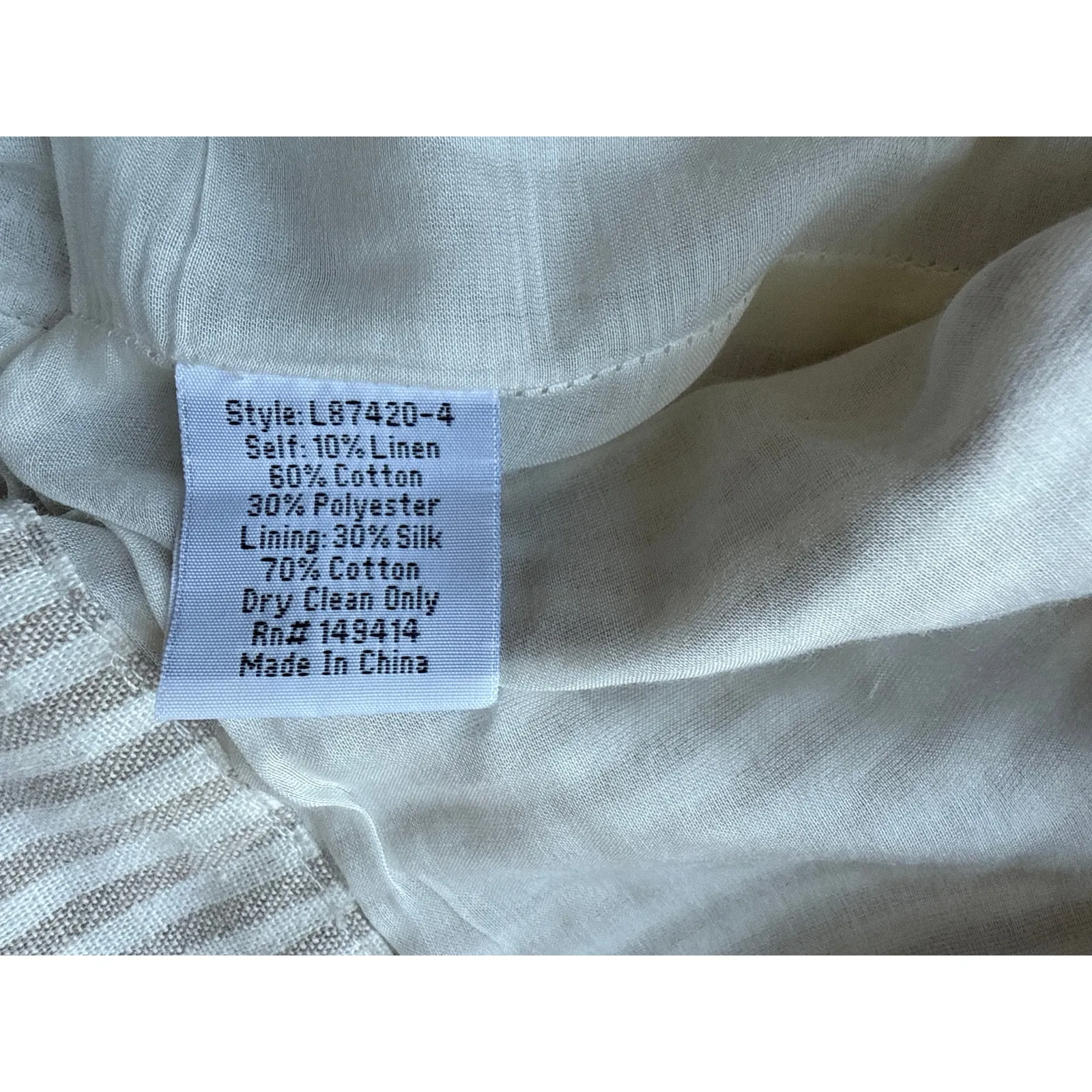 Johnny Was JADE Ciana Paper Waist Shorts in Tan & White Stripes Size XL X-Large - Image 5