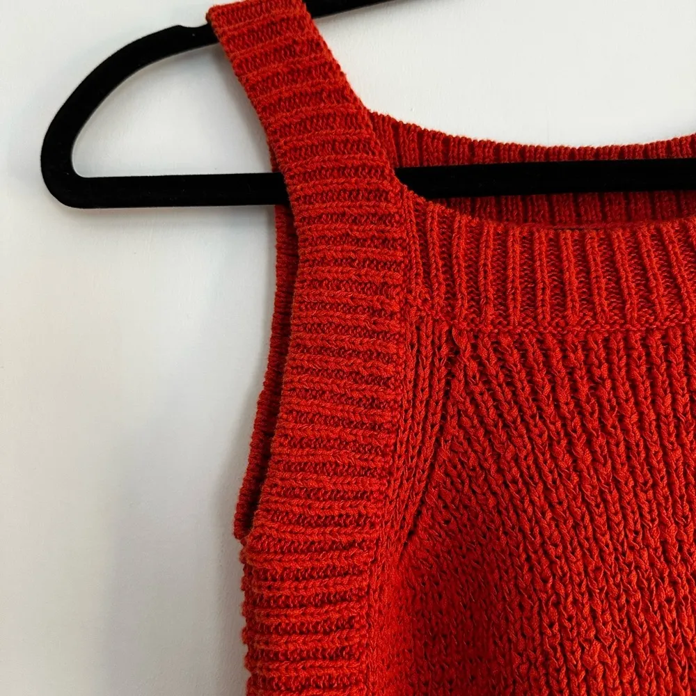 J Crew Womens Sleeveless Ribbed Sweater XXS Tangier Orange Square Neck. - Image 9