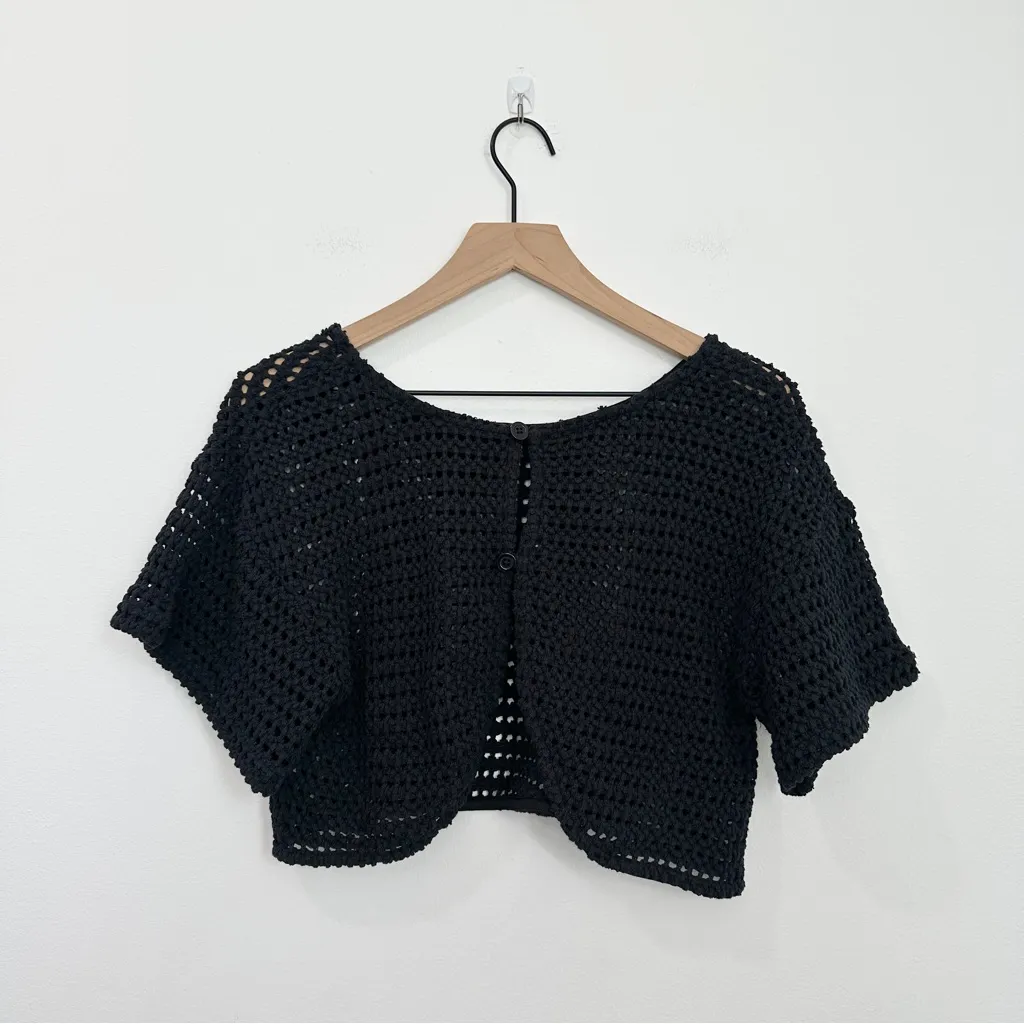 Rita Row Crochet Knit Set Leaf Top & Sprout Skirt Black size Small - Image 4