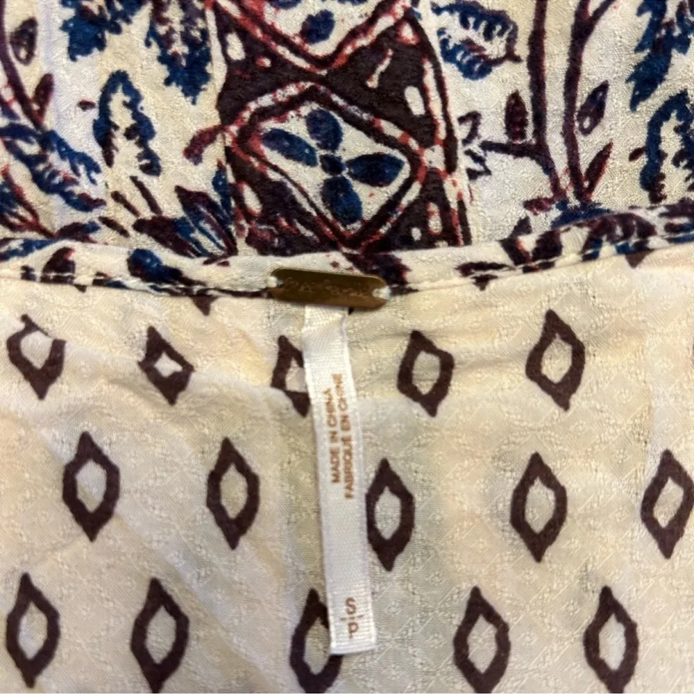 Free People Flutter Sleeve Bohemian Aztec Printed Top - Image 4