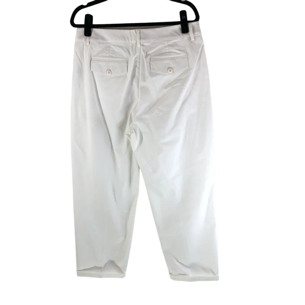 J. Crew Womens Maritime Tapered Pant Ripstop Cotton White 12 Petite - Image 4