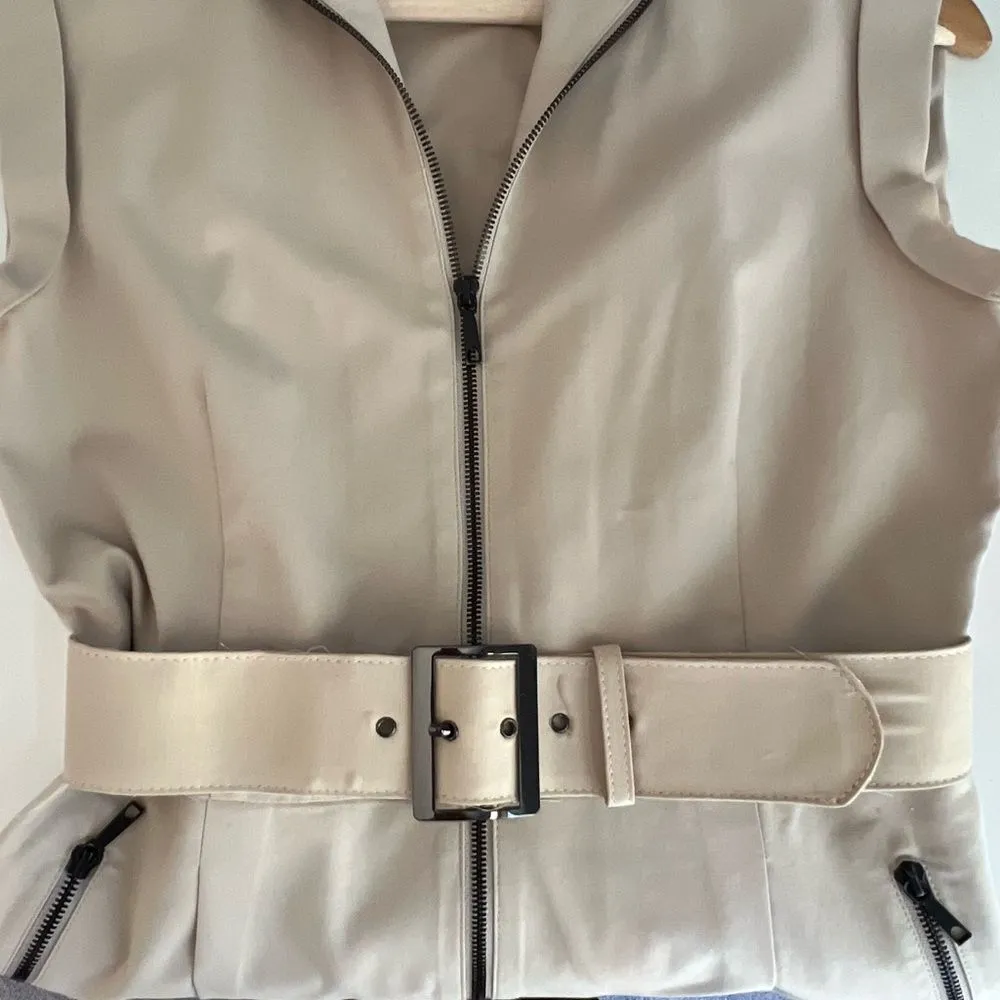 Lafayette 148 Womens Sheath Dress Size 8 Neutral Minimalist Office Siren Capsule Tan - Image 8