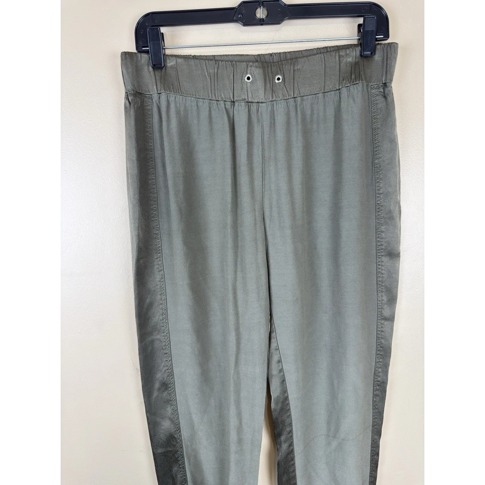 Monrow Women’s Olive Green Jogger Pants Size M, Satin Panels, 100% Rayon Size M - Image 2