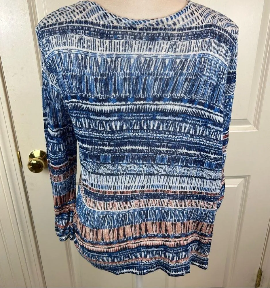 NIC+ZOE Linen Blend Asymmetric Hem Pullover Blouse - Medium - Image 7