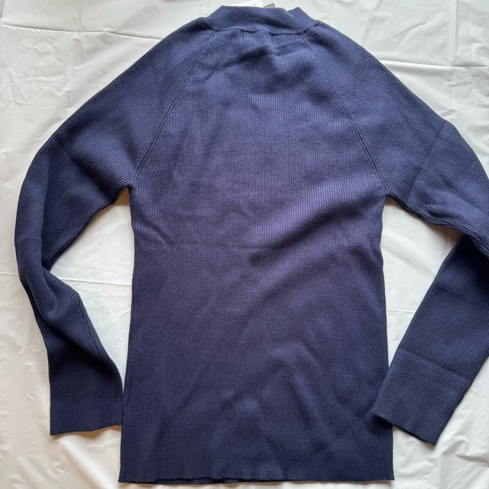 Deeluxe Women Navy Fausta Pullover Ribbed Raglan Long Sleeve Button Sweater XL Blue - Image 6