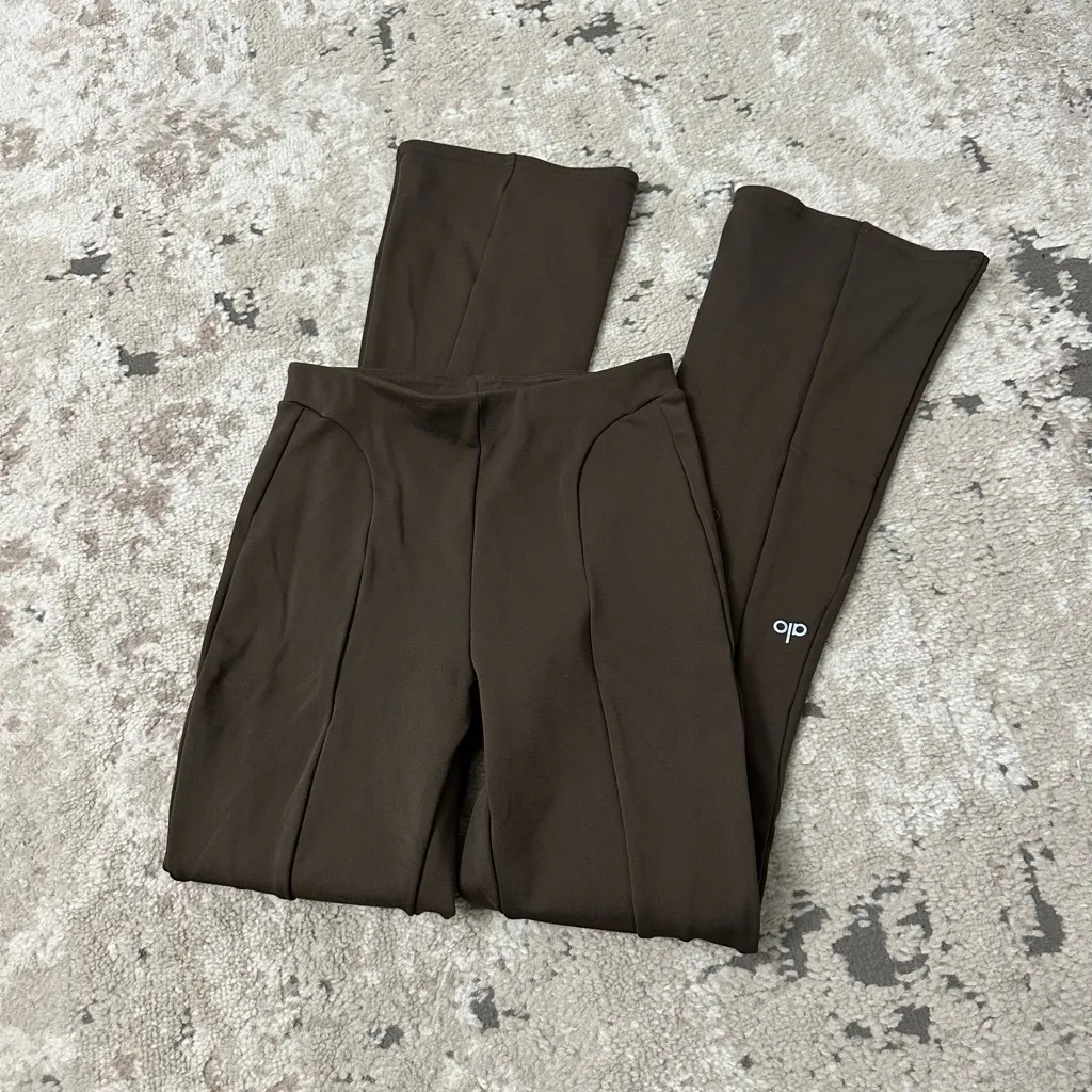 Alo Yoga High-Waist 7/8 Zip It Flare Leggings Size XS - Espresso - Image 2