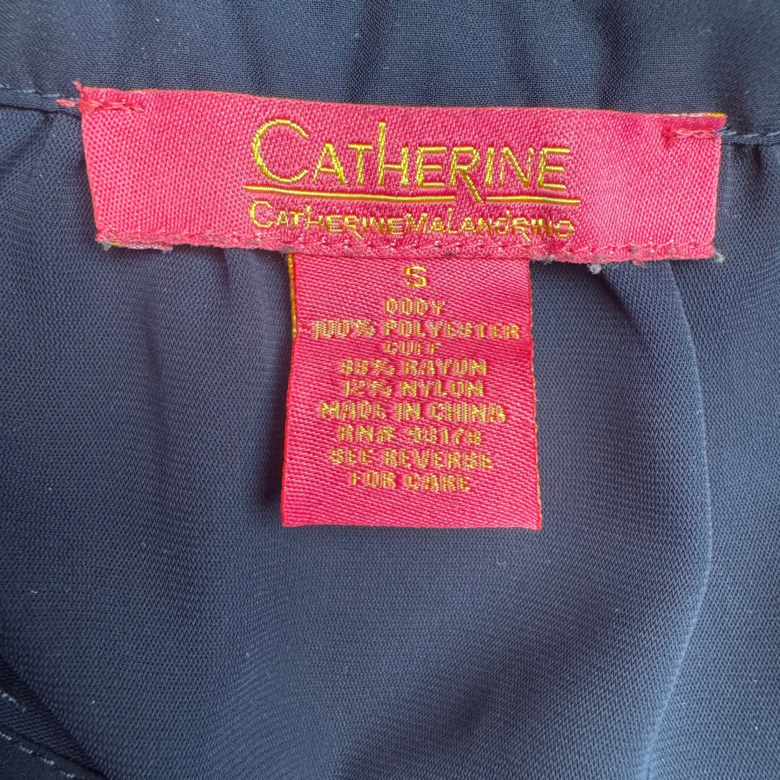 Catherine Malandrino Women's Navy Blue V-Neck Short Sleeve Blouse Size S - Image 2