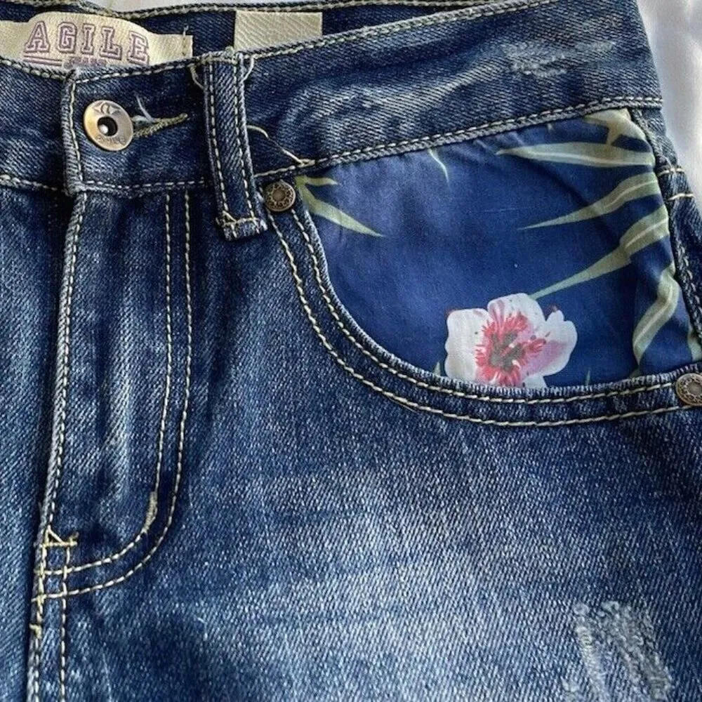 Vintage Agile Women’s denim Jeans Floral Design pants Sz 14 - Image 10