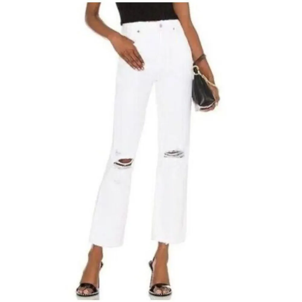 RollasâLayla high rise straight white distressed knee jeans size 27 - Image 3