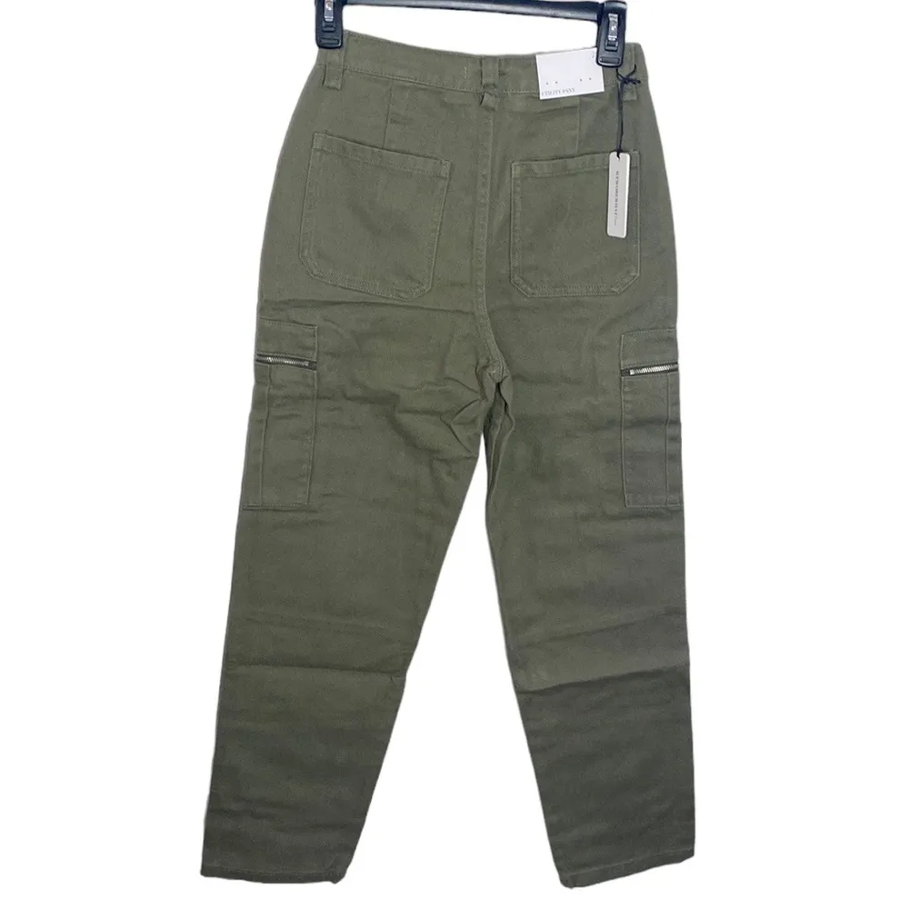 We Wore What  utility pant solid rigid denim in olive size 25 - Image 4