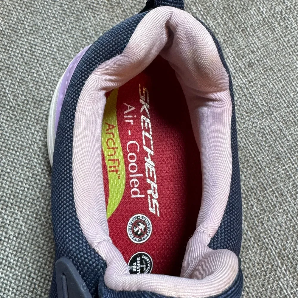 Skechers Alloy Toe Work Shoes Navy Blue Women Sz 6 Slip Resistant - Image 9